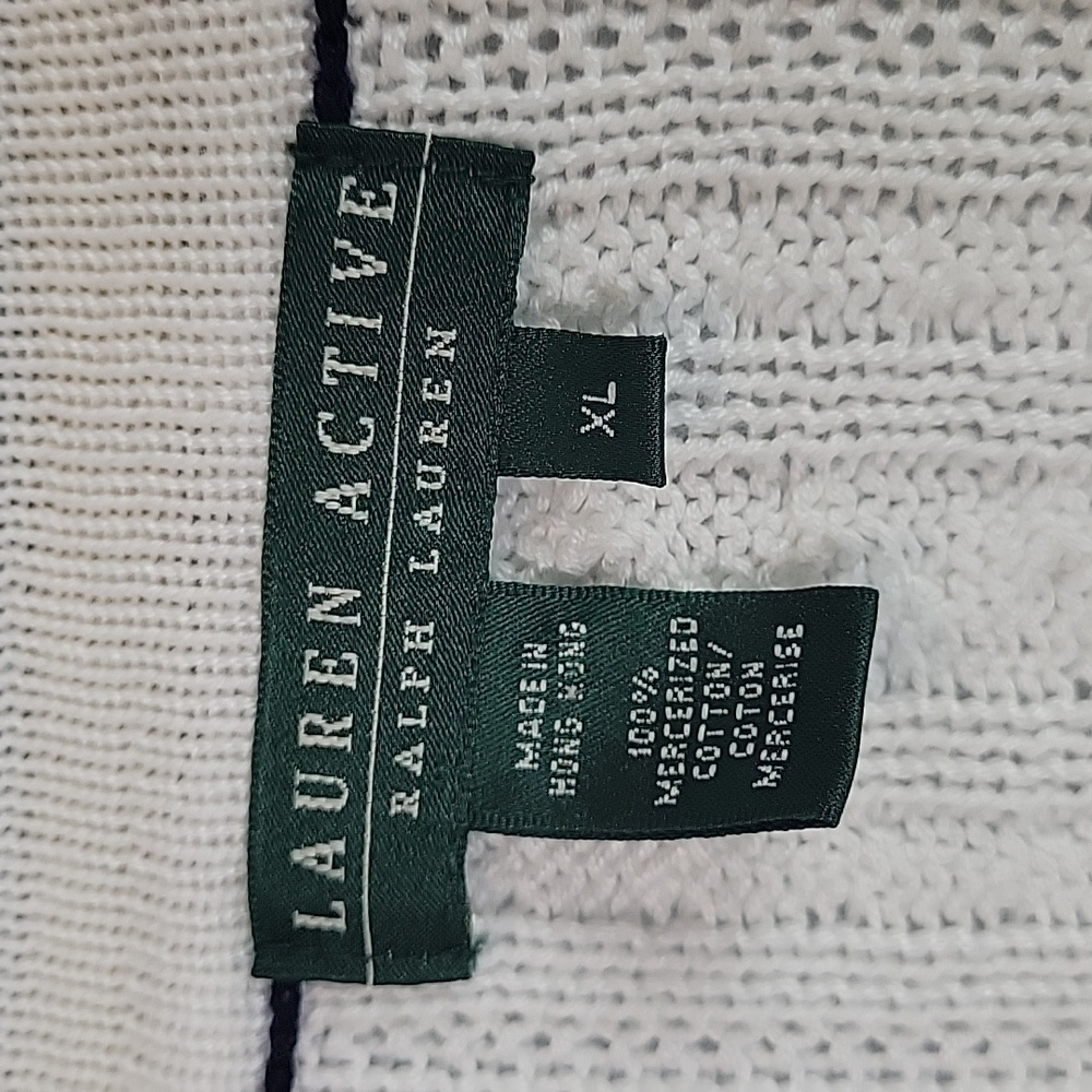 Ralph Lauren Cotton Varsity V-neck Cable Knit Sweater Embroidered Crest Logo XL - Picture 4 of 8